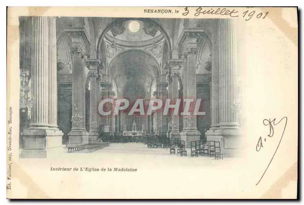 Innenansicht der Kirche der Madeleine — Besançon — Verlag E. Failliant, 103, Grande-Rue - Vorderseite