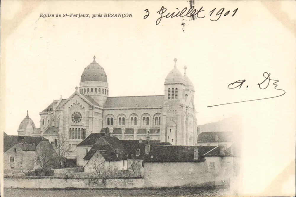 Kirche St-Ferjeux, nahe Besançon — architektonische Ansicht — Verlag Guillet, Seriennummer nicht sichtbar - Vorderseite