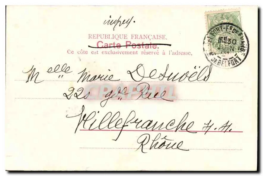 Belfort — A estátua « Quand même » — Paul Pélot, Livraria, Belfort, n° A 9282 - Verso