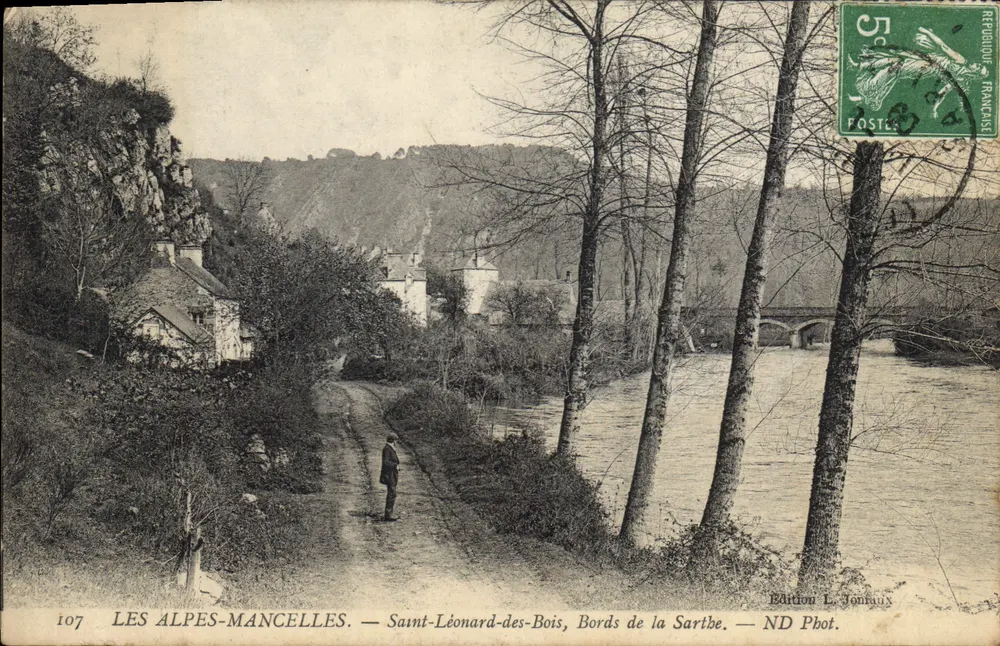 Die Alpes-Mancelles — Saint-Léonard-des-Bois, Ufer der Sartbe — Edition L. Joniaux, Nr. 107 - Vorderseite