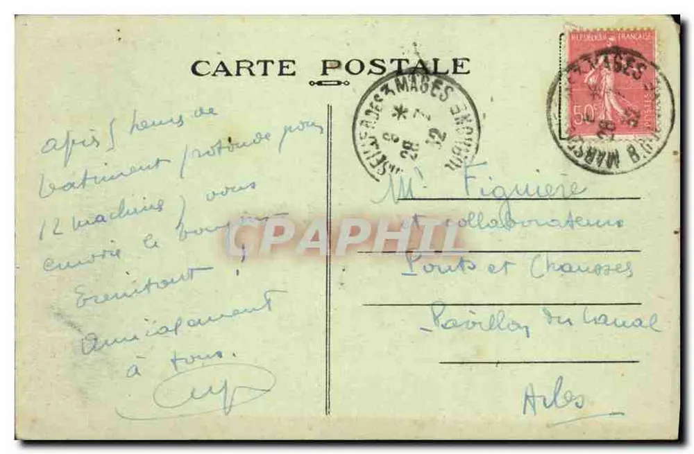 Marseille — Denkmal für den "Helden des Meeres" — A. T. - Rückseite