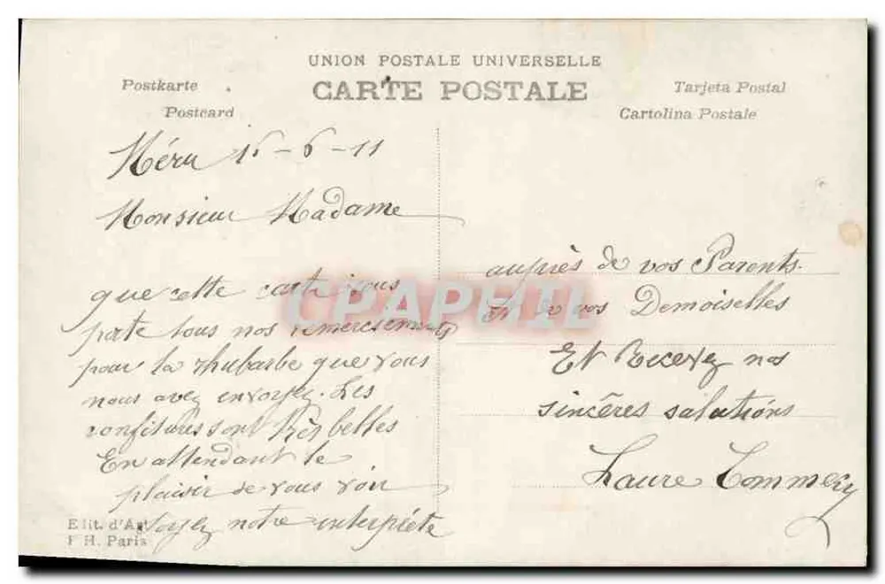 Junge Frau in Blumengewand — Erinnerung — Verlag F.H. Paris, Nr. 121 - Rückseite