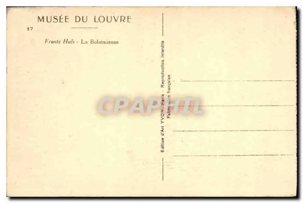 Die Bohemian — Frantz Hals — Kunstausgabe YVON, Paris - Rückseite