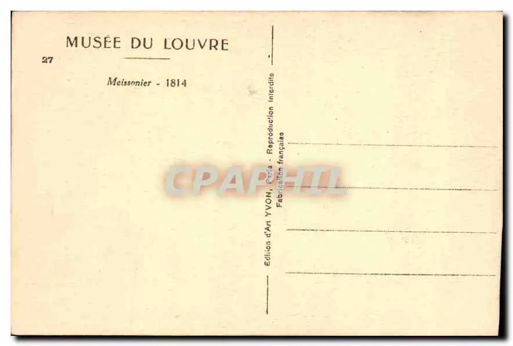 Napoleão I e seus cavaleiros — cena invernal — Edição de Arte YVON, Paris - Verso