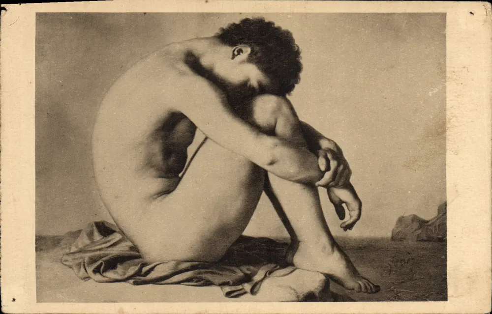 Studie eines Mannes — Flandrin — Kunstausgabe YVON, Paris - Vorderseite