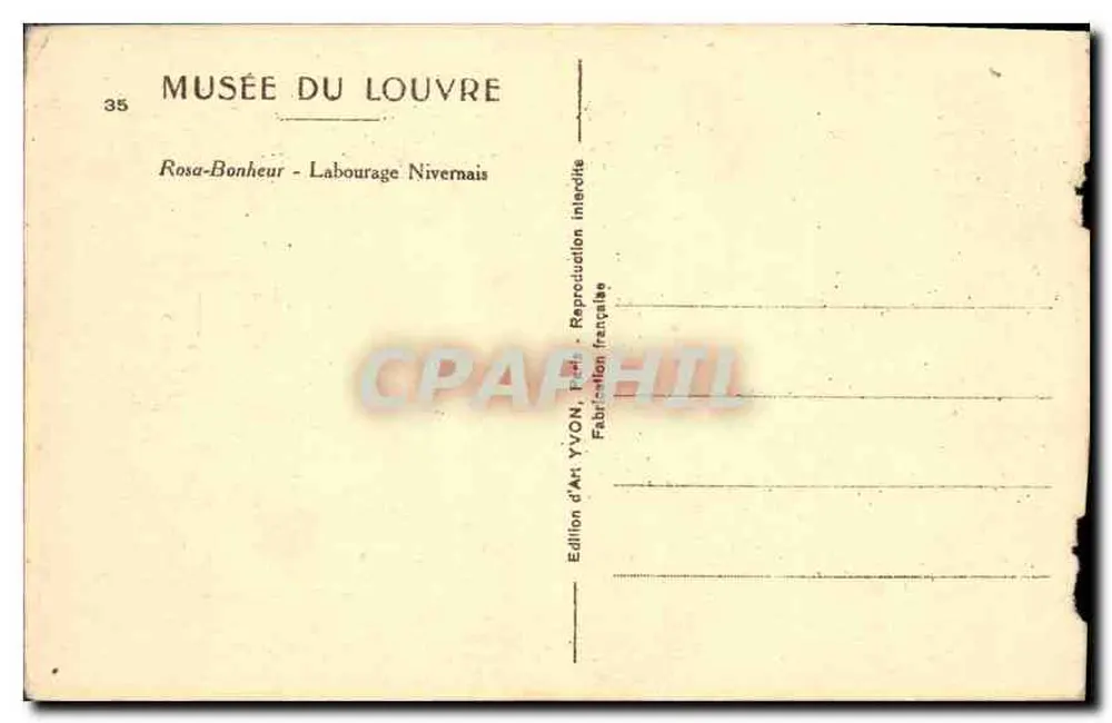 Laboreio em Rosa-Bonheur — Nivernais — Edição de Arte YVON, n°35 - Verso