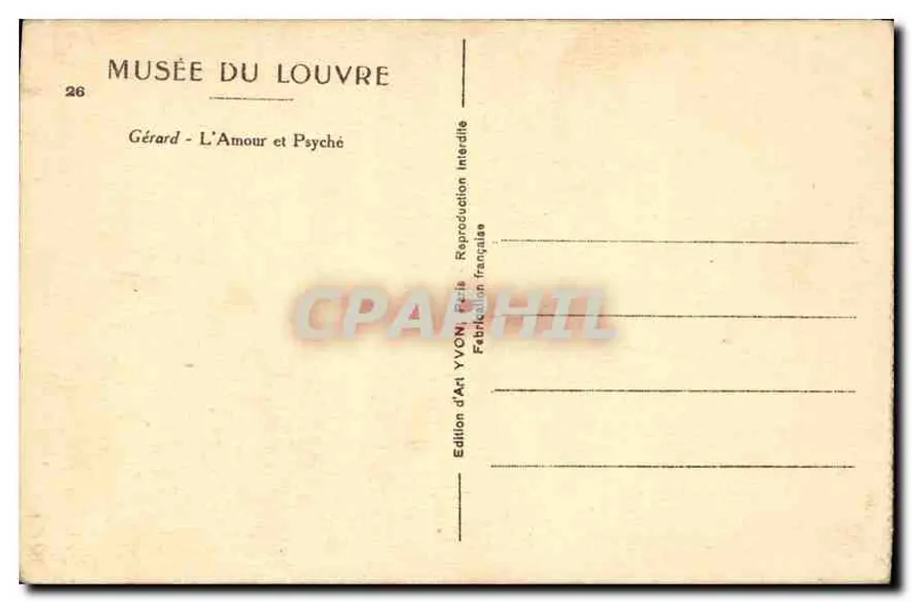 O Amor e Psique — Museu do Louvre — Edição de Arte YVON, Paris - Verso