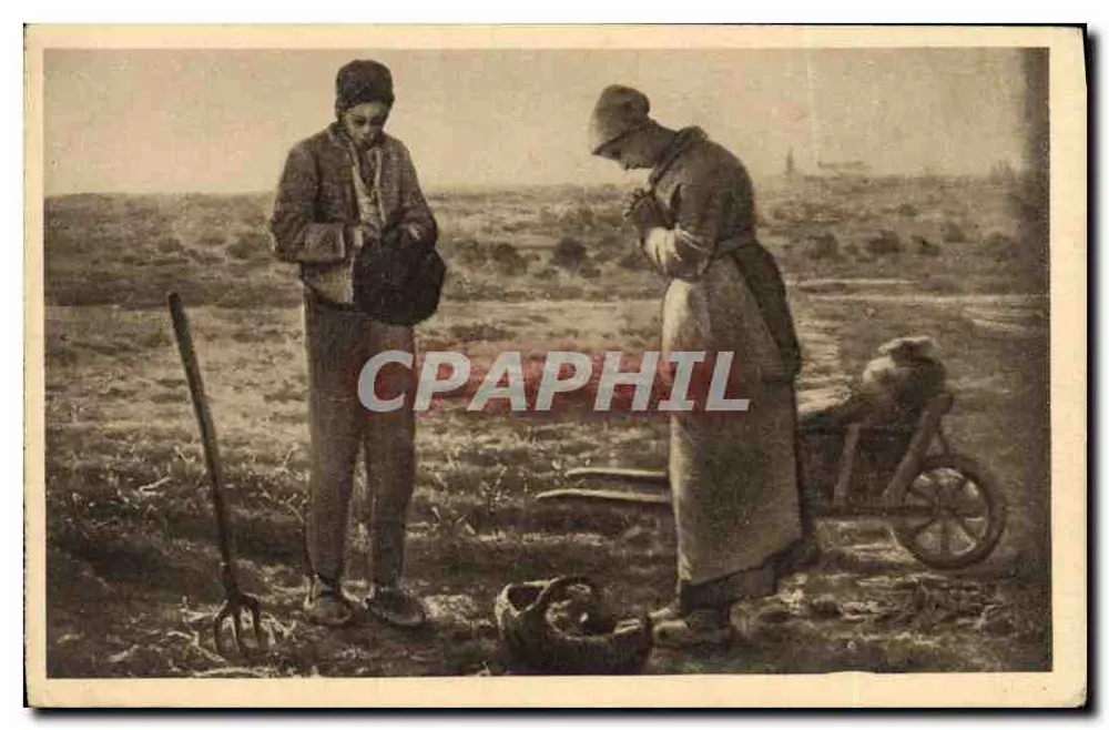 Duas camponesas em um campo — reprodução da obra de Millet — Edição de Arte YVON, Paris - Frente
