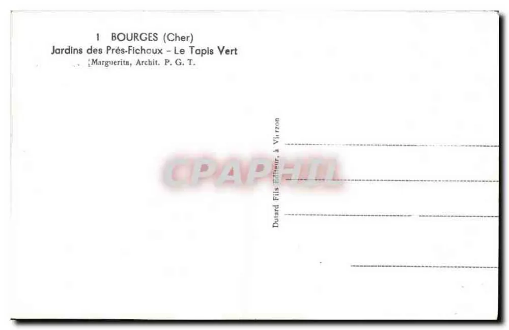 Bourges (Cher) — Gärten von Prés-Fichaux — Der Grün Teppich — Verlag Berry - Rückseite