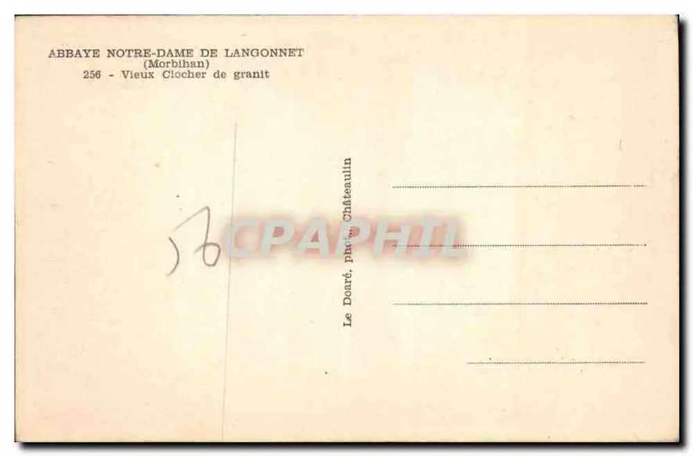 Abtei Notre-Dame de Langonnet — Alter Granit-Glockenturm — Le Deare, phot. Châteaulin - Rückseite