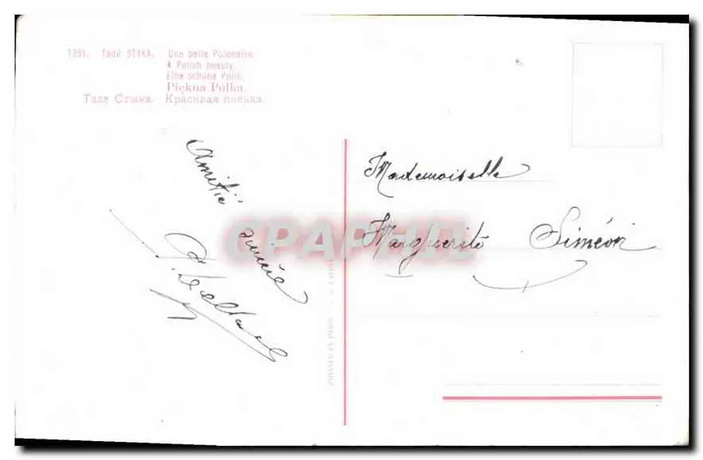 Porträt einer Frau — Tadó Stýka, Nr. 1281 — Verlag nicht sichtbar - Rückseite