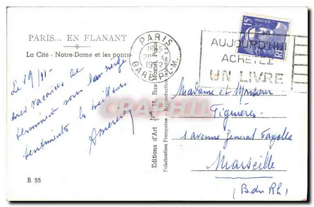 Paris — Notre-Dame e os Pontes — Edições d'Art Matel - Verso