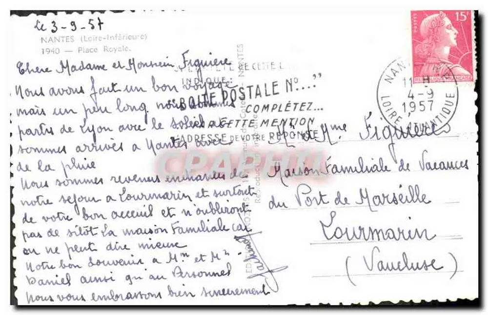 Praça Real em Nantes — Grande Loja e fonte — editor desconhecido - Verso