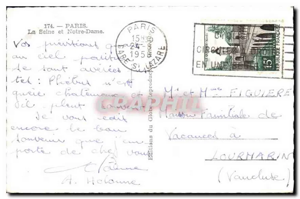 Paris — A Sena e a Notre-Dame — Éditions du Globe, n°174 - Verso