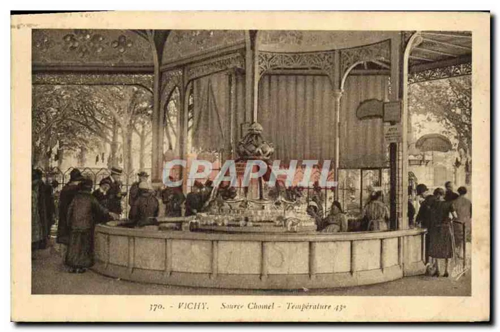 Vichy - Fonte Chomel - Temperatura 43° — Edição Artística Bégain, n° 370 - Frente