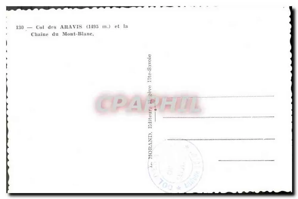 Ansicht der Alpen — Monts du Tacul und Miage — Verlag MORAND, Haute-Savoie, Nr. 130 - Rückseite