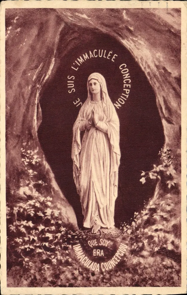 A Virgem da Gruta — Lourdes — Edição P. Doucet, Lourdes, n°75 - Frente