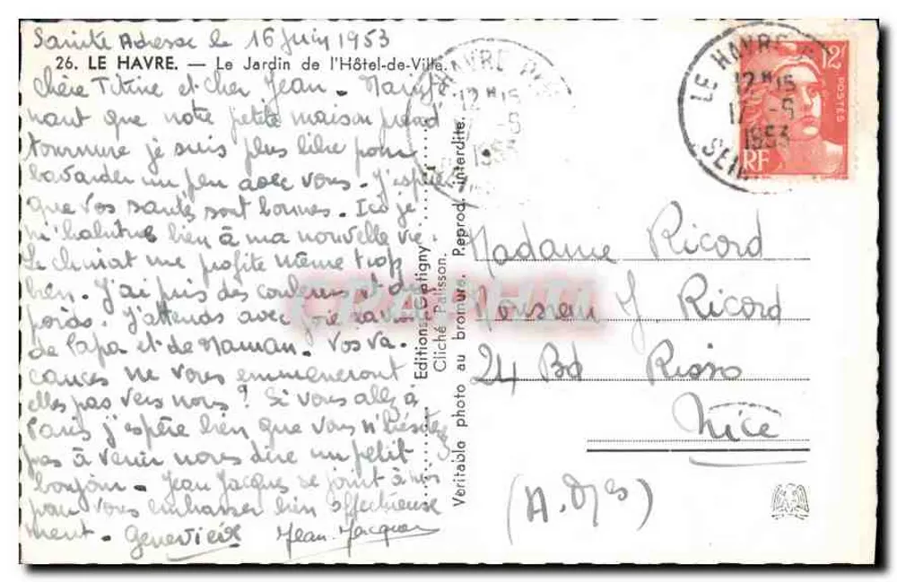Le Havre — Der Garten des Rathauses — Éditions Cliché Pailigny - Rückseite
