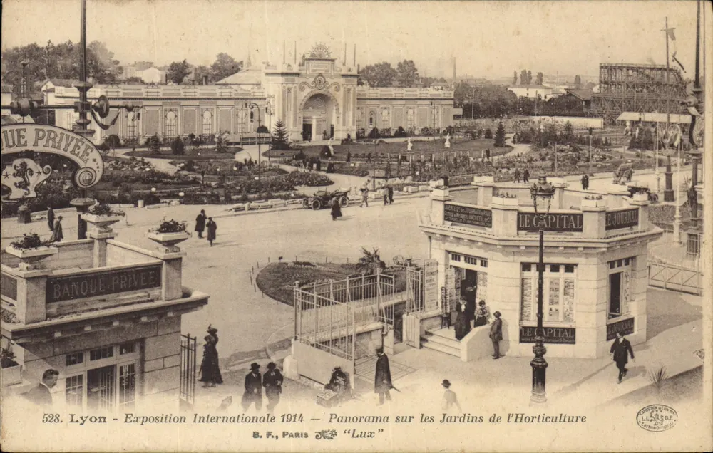 Lyon - Internationale Ausstellung 1914 — Panorama der Gärten der Landwirtschaft — B.F., Paris, n°528 - Vorderseite
