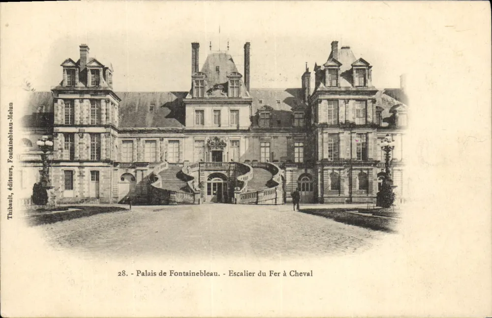 Schloss Fontainebleau — Eisenpferdestiege — Thibault, Verleger, Fontainebleau-Meun - Vorderseite