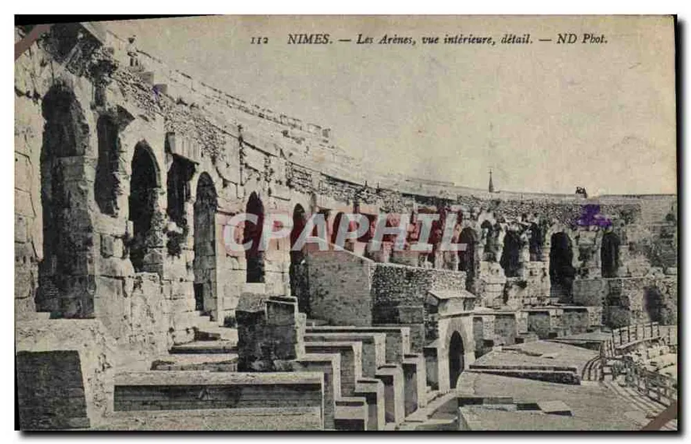 Nîmes — Die Arenen, Innenansicht, Detail — ND Phot. - Vorderseite