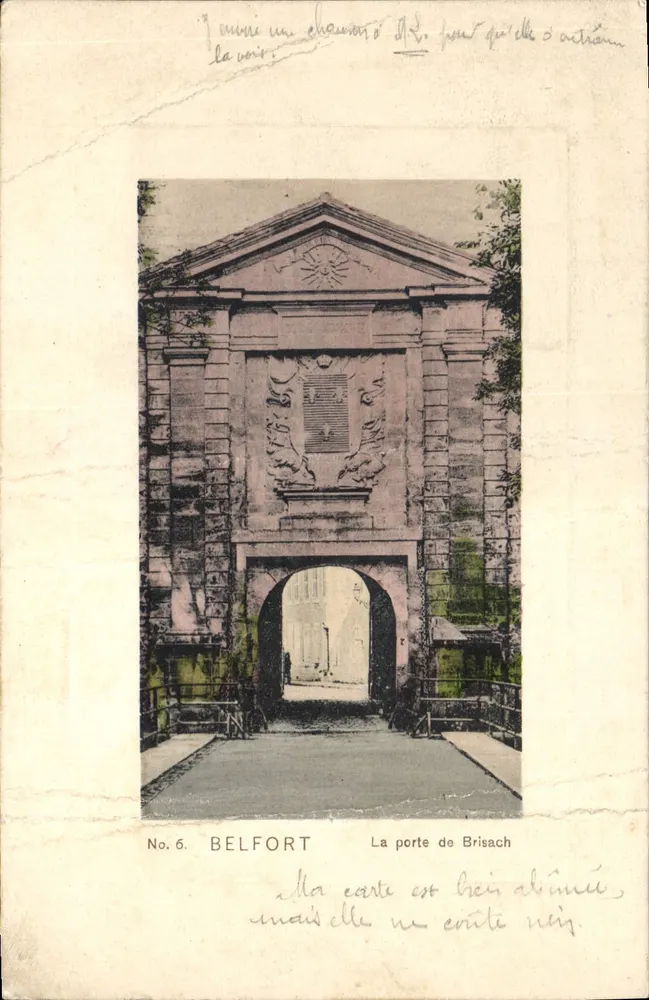 Belfort — La porte de Brisach — éditeur imprimeur non identifié, n°6 - Frente