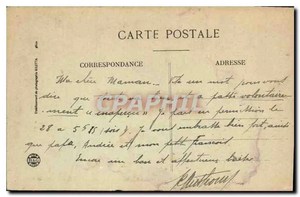 Côte-d'Azur — Estudo Marítimo N° 233 — Edição Gilletta - Verso