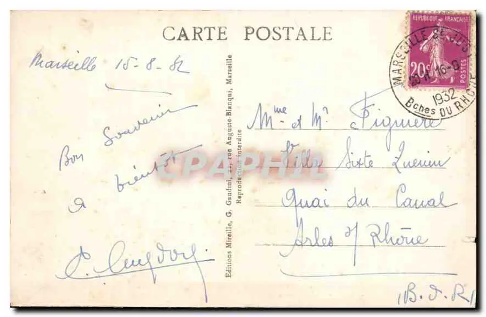 Marseille — Brücke Transbordeur und der alte Hafen — Mireille, Nr. 32 - Rückseite