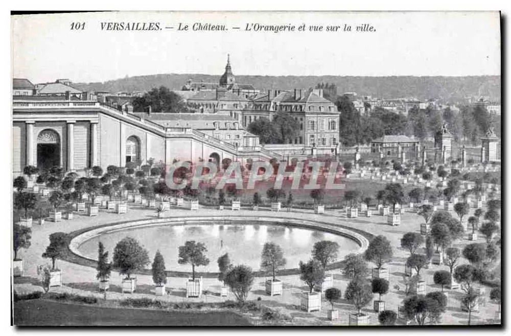 Versailles — Das Schloss — Die Orangerie und Blick auf die Stadt — Nr. 101 - Vorderseite