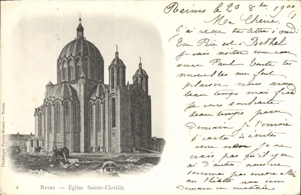 Reims — Igreja de Santa Clotilde — Fototipia Ponsin-Druart - Frente