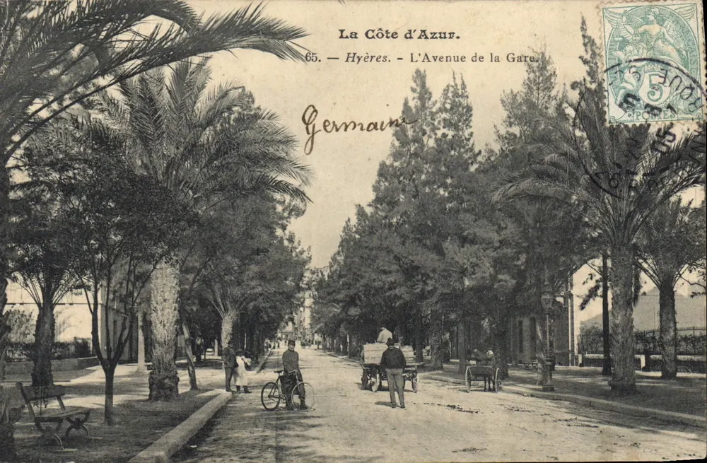 Hyères - Die Avenue de la Gare — Die Côte d'Azur — Verleger Germain, n°65 - Vorderseite