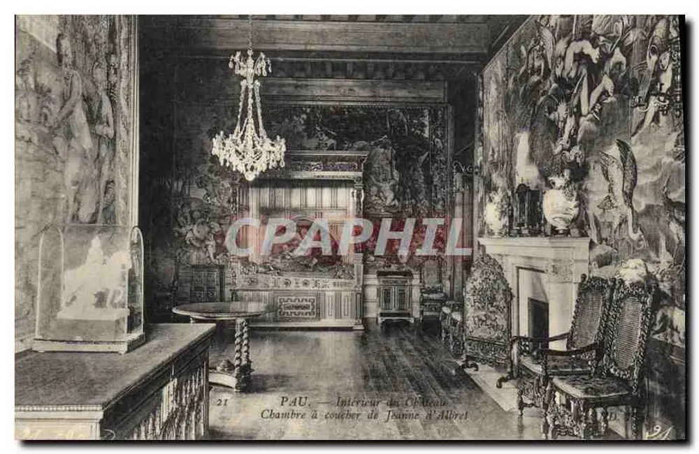Pau — Innenraum des Schlosses, Schlafzimmer von Jeanne d'Albret - Vorderseite