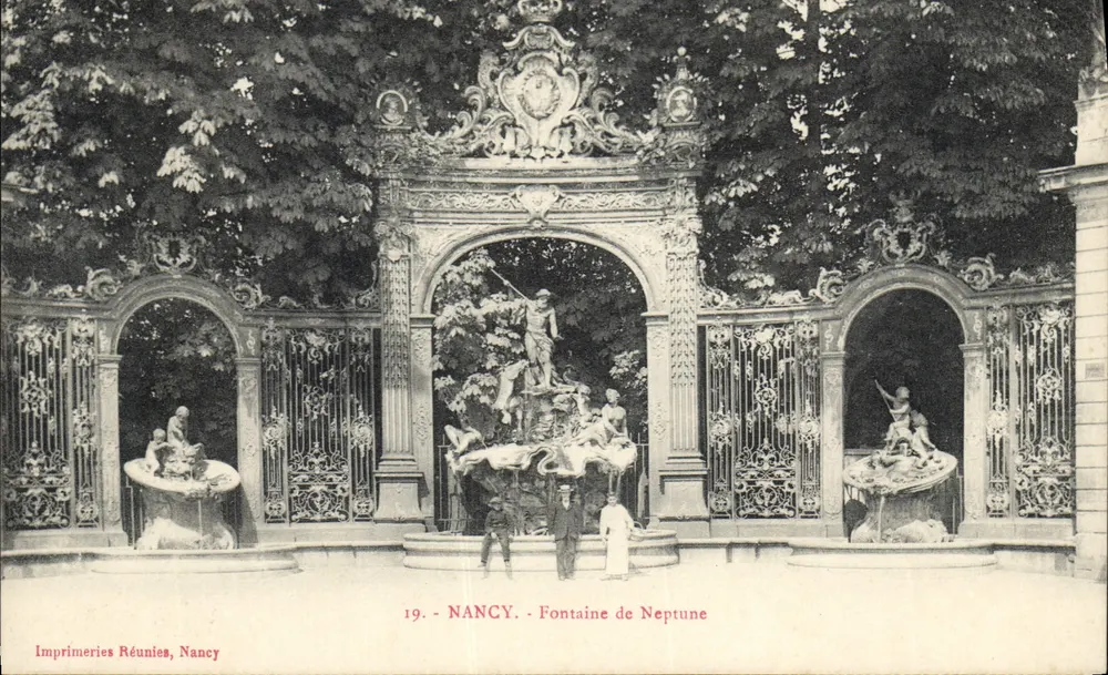 NANCY - Fonte de Netuno — Imprimeries Réunies, Nancy, n°19 - Frente