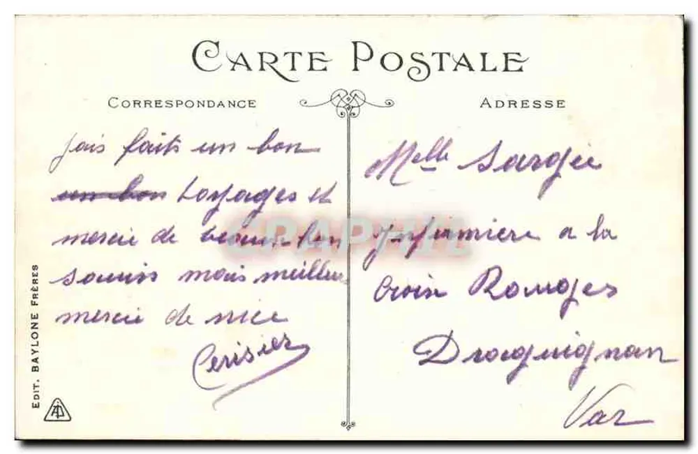Monte-Carlo — Os Jardins — Editor Baylone Frères, n° 211 - Verso