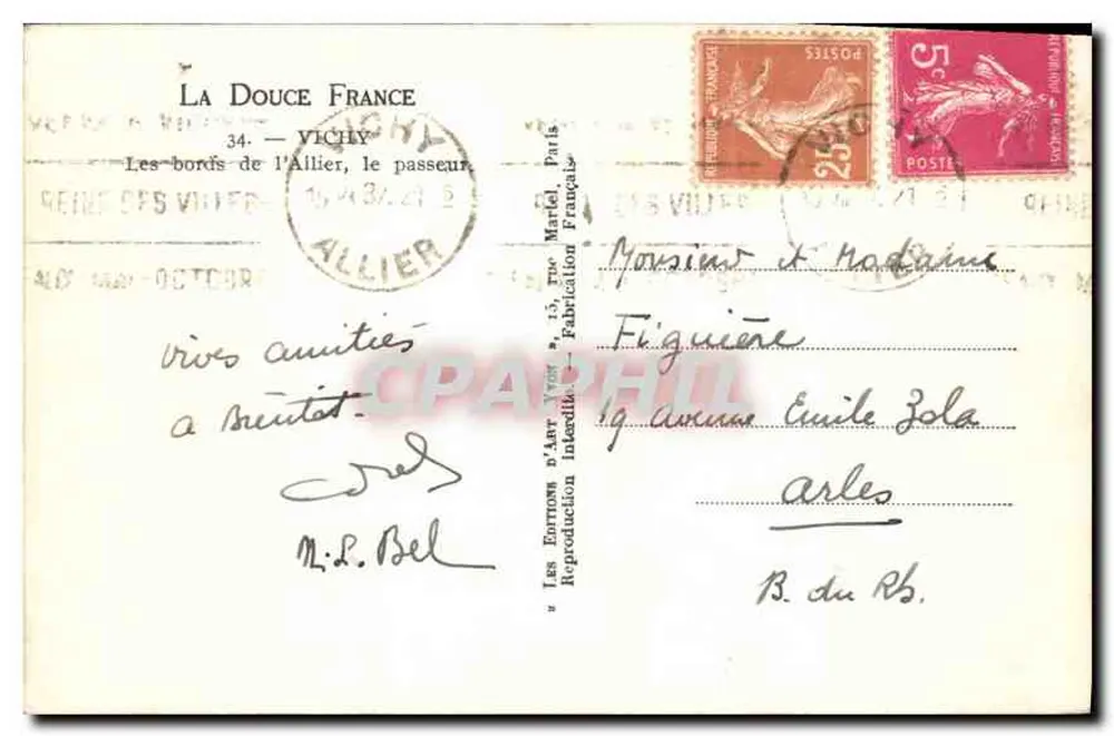 Vichy — I bordi dell'Allier, il battelliere — Vichy Place - Verso
