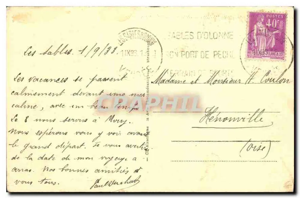 Les Sables d'Olonne - Der Hafen vom Chaume aus gesehen — Verleger A.P.A. Nr. 183 - Rückseite