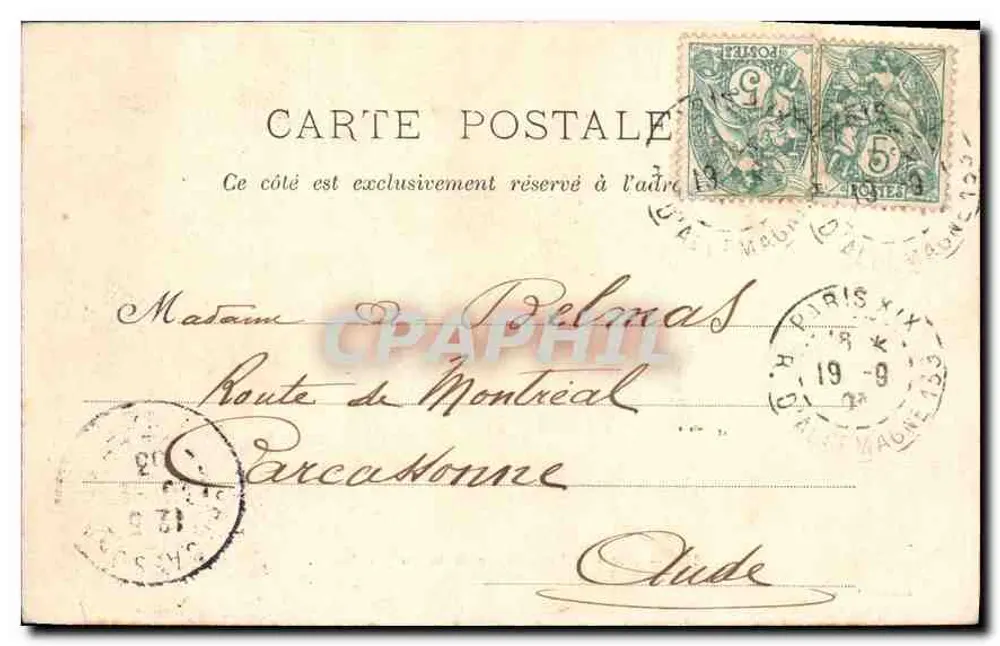 Paris — Perspectiva da Rue de Rome — P. Marmaise, Paris, n° 114 - Verso