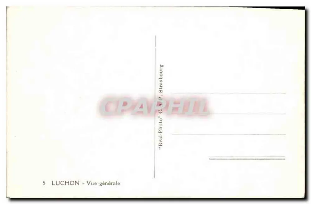 Luchon — Vista geral — "Real Photo" C. P. Strasbourg - Verso