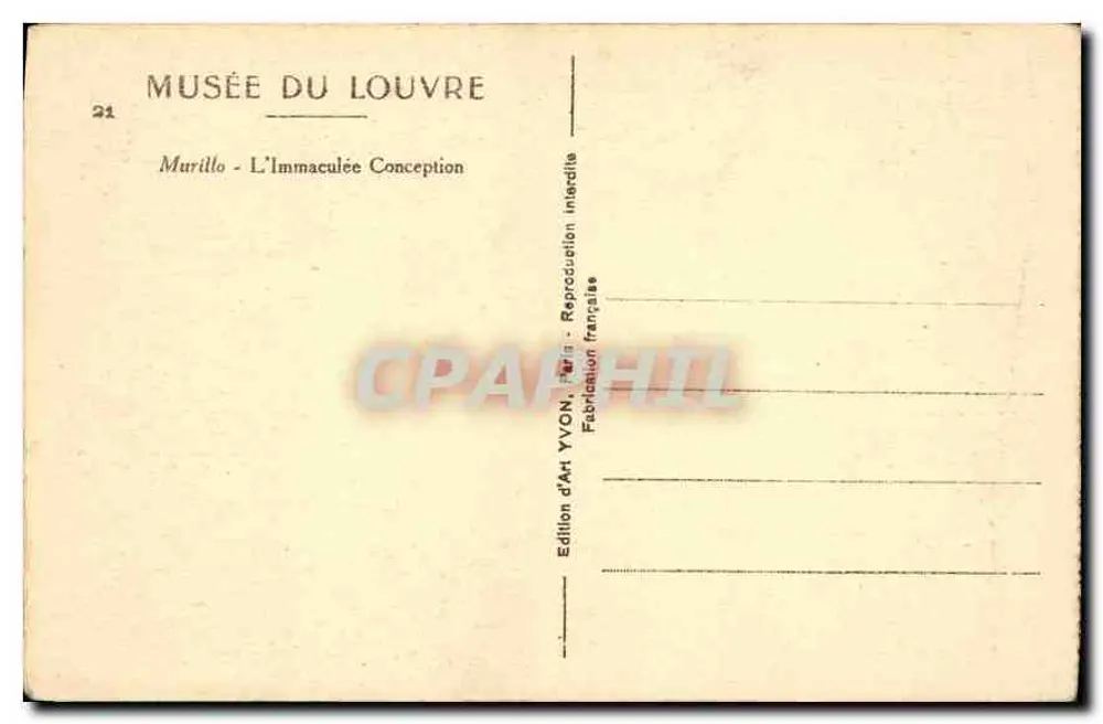 A Imaculada Conceição — Murillo — Edição de Arte YVON, Paris - Verso