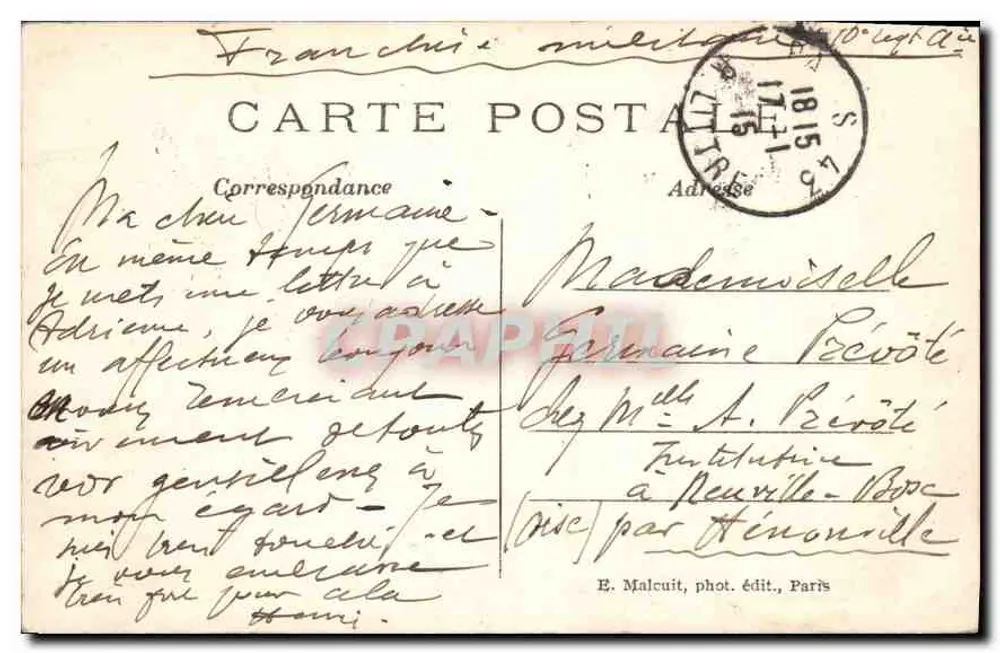 Paris – Pont d’Arcole und das Rathaus — E. M. n°5031 - Rückseite