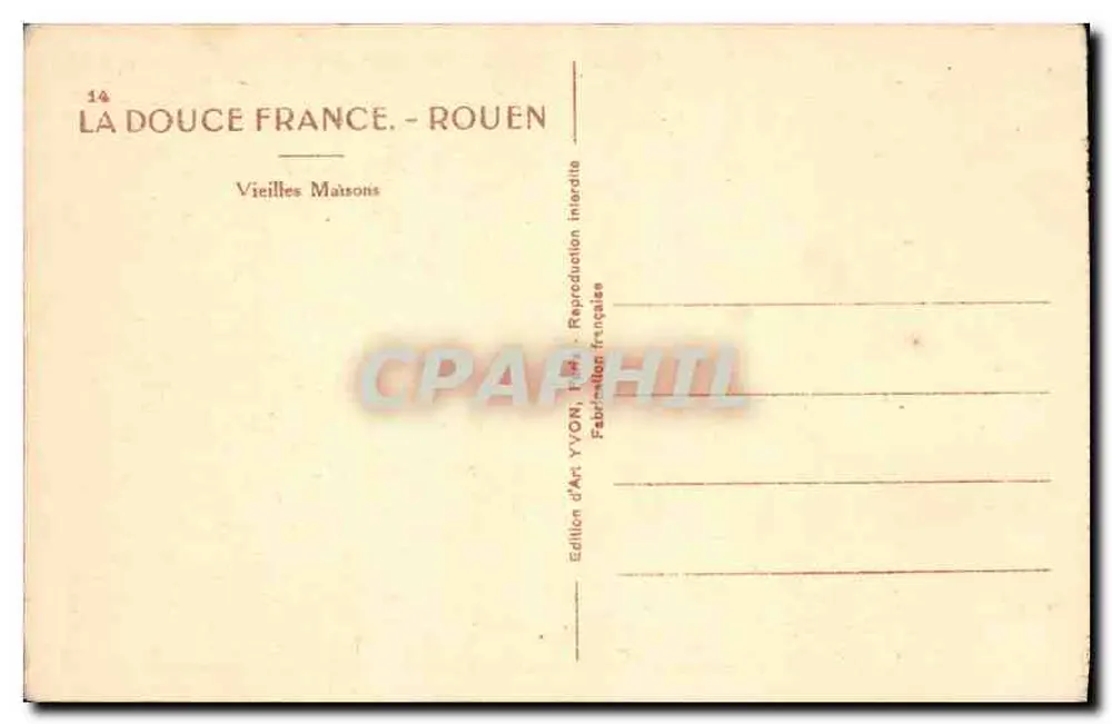 Rouen — Alte Häuser — Édition d'Art YVON - Rückseite