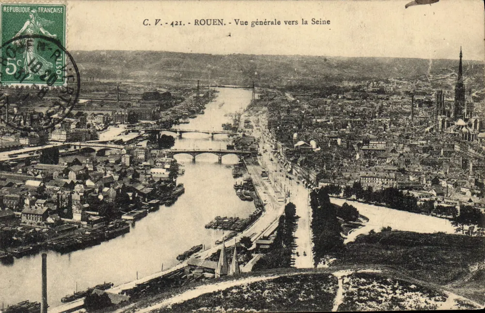 Rouen — Vista geral em direção ao rio Sena — C.V. 421 - Frente
