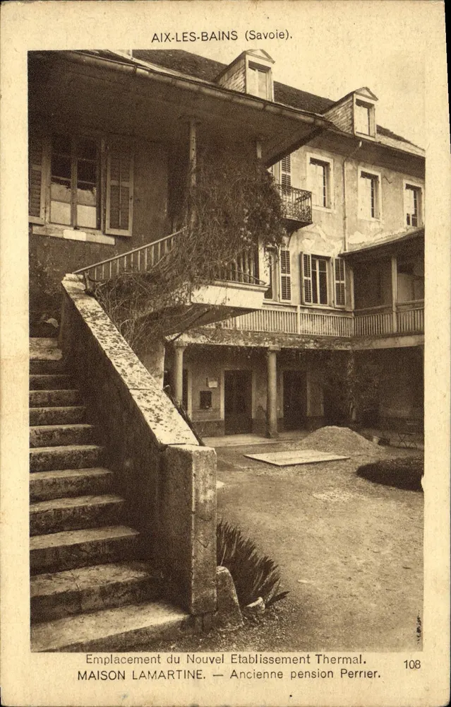 Aix-les-Bains (Savoie) — Lage des neuen Thermalbetriebs, ehemalige Pension Perrier — Haus Lamartine, Nr. 108 - Vorderseite