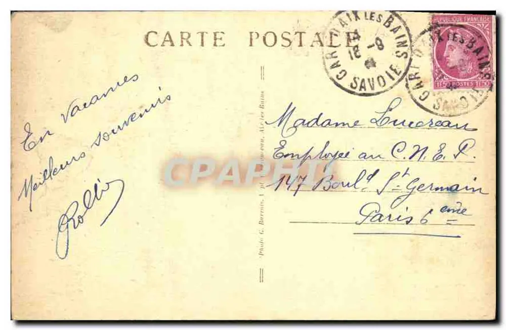 Aix-les-Bains (Savoie) — Lage des neuen Thermalbetriebs, ehemalige Pension Perrier — Haus Lamartine, Nr. 108 - Rückseite