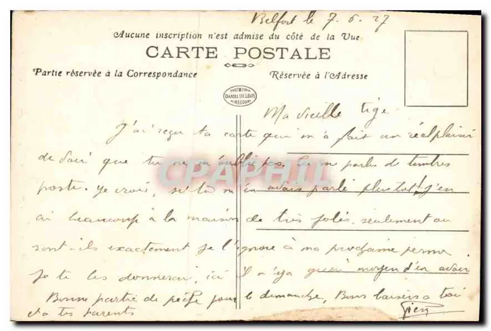 Belfort — Estátua "Quand-Même" — D. D. - Verso