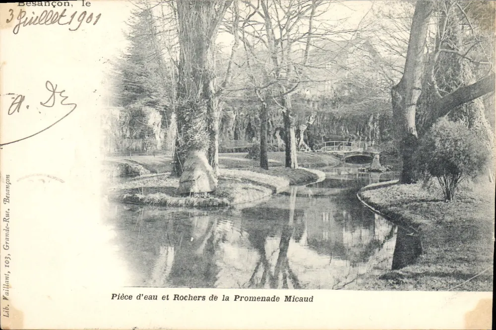 Wasserfläche und Felsen der Promenade Micaud — Besançon — Lib. Vaillant, 103, Grande-Rue, Besançon - Vorderseite