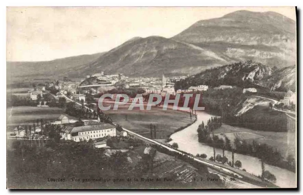 Lourdes — Panoramablick vom Route de Pau — V. P. Paris N. 26 - Vorderseite