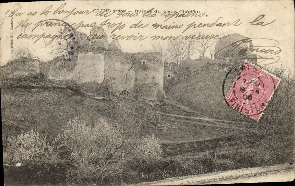 Cluis (Indre) — Ruine del vecchio Castello — Editore E.C. Châteaufort, numero di serie non visibile - Recto