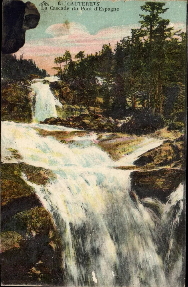 A Cachoeira do Pont d'Espagne — Cauterets — editor anônimo, n° 65 - Frente