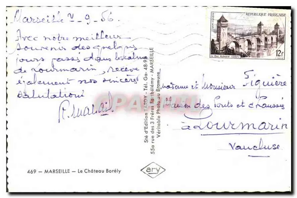 O Castelo Borély — Marselha — Edição Tardy - Verso